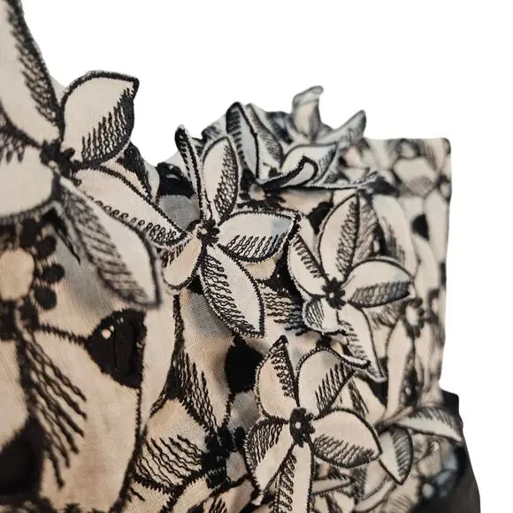 Anthropologie Moulinette Soeurs Overwhelmed Asters 3D Flower Eyelet Dress 8 - Picture 4 of 9